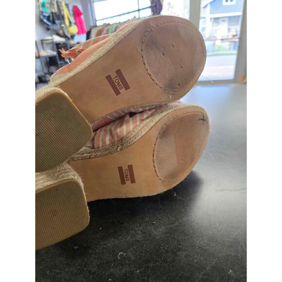 TOMS Striped Espadrille Wedge Mules - Size 9.5 Junie - Picture 7 of 7